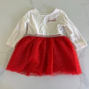 Cat & Jack Valentines Toddler Dress with Tulle Skirt Size 18 Month